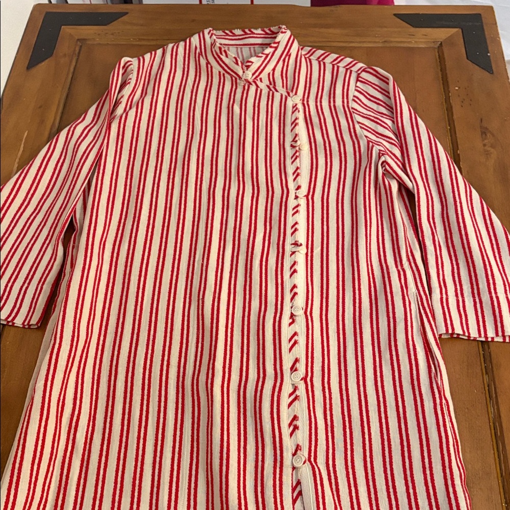 Raquel Allegra Red and Cream Duster Dress Size 2 - Picture 2 of 15